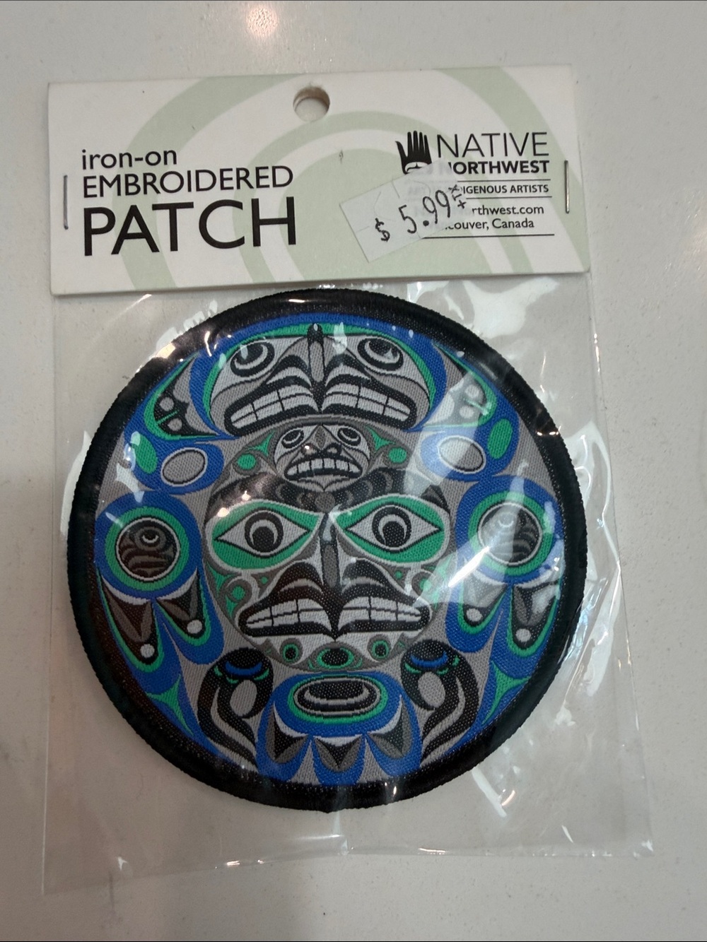 Northwest Blue, Teal & Black Embroidered Iron-On Patch